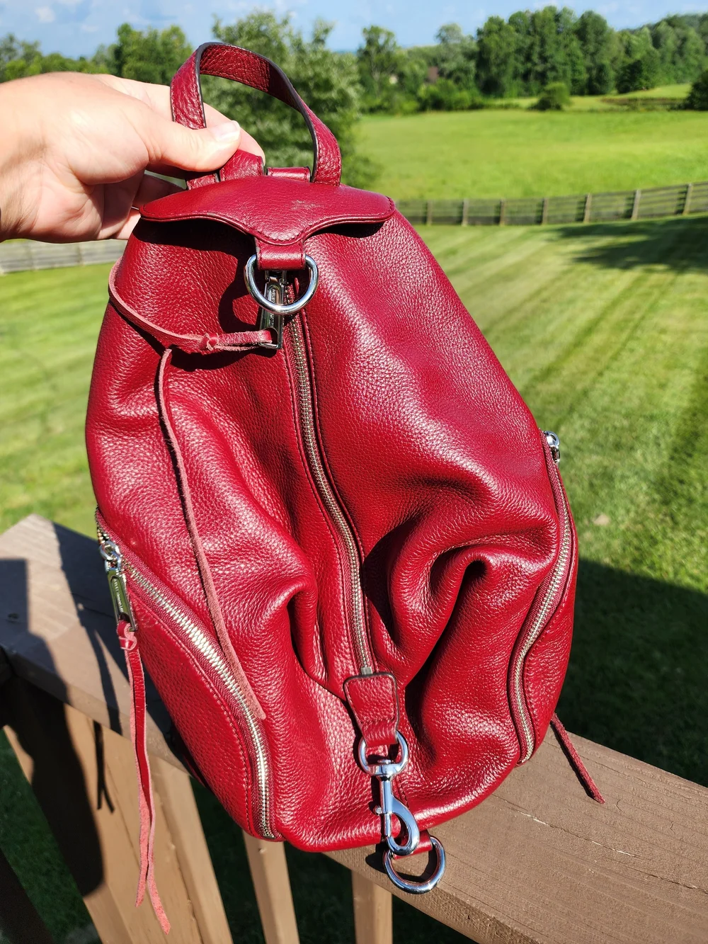 Rebecca Minkoff Burgundy Pebbled Leather Backpack